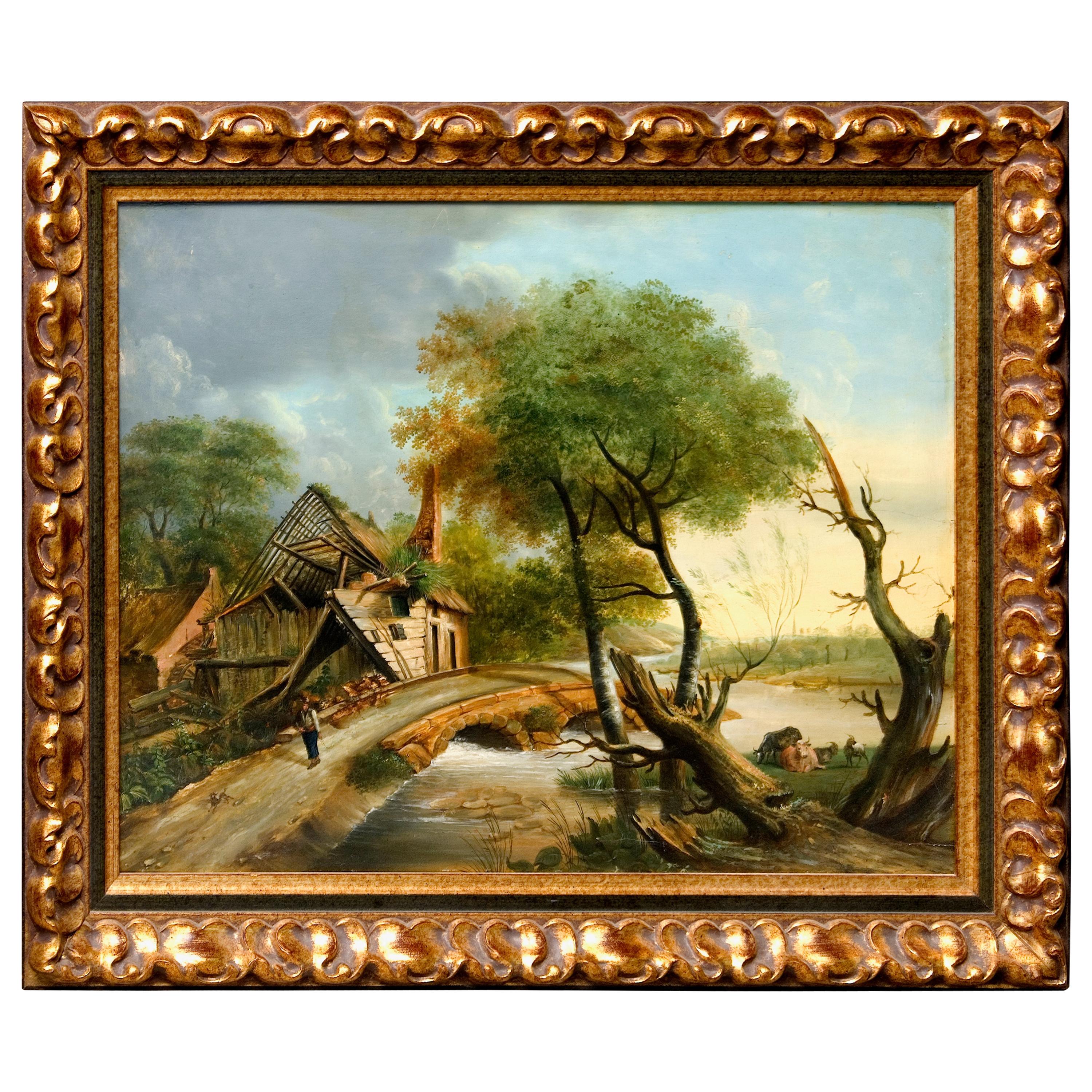 Paysage nord-européen avec ruines, style du 17ème siècle, début du 20ème siècle