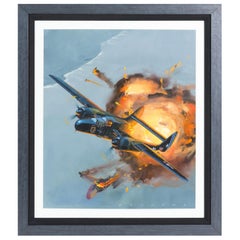 "Northrop P61-B Black Widows" par Jack Fellows, peinture à l'huile originale sur massonite