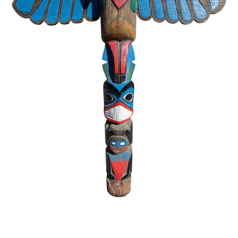 Native American Large Tsimshian Thunderbird Totem Pole by George Mather Sr. For Sale