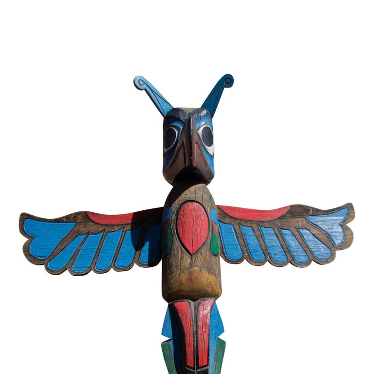 American Large Tsimshian Thunderbird Totem Pole by George Mather Sr. For Sale