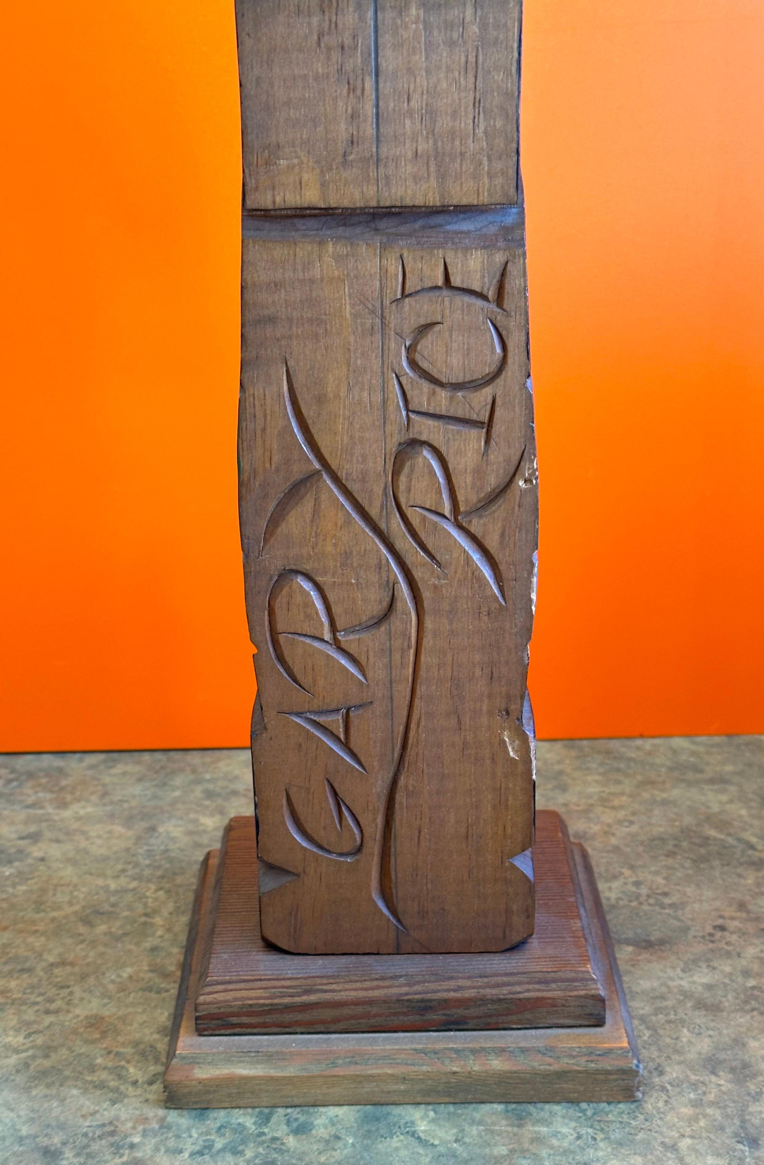  Northwest Coast American Indian Hand Carved Wood Totem Pole by Gary Rice For Sale 2