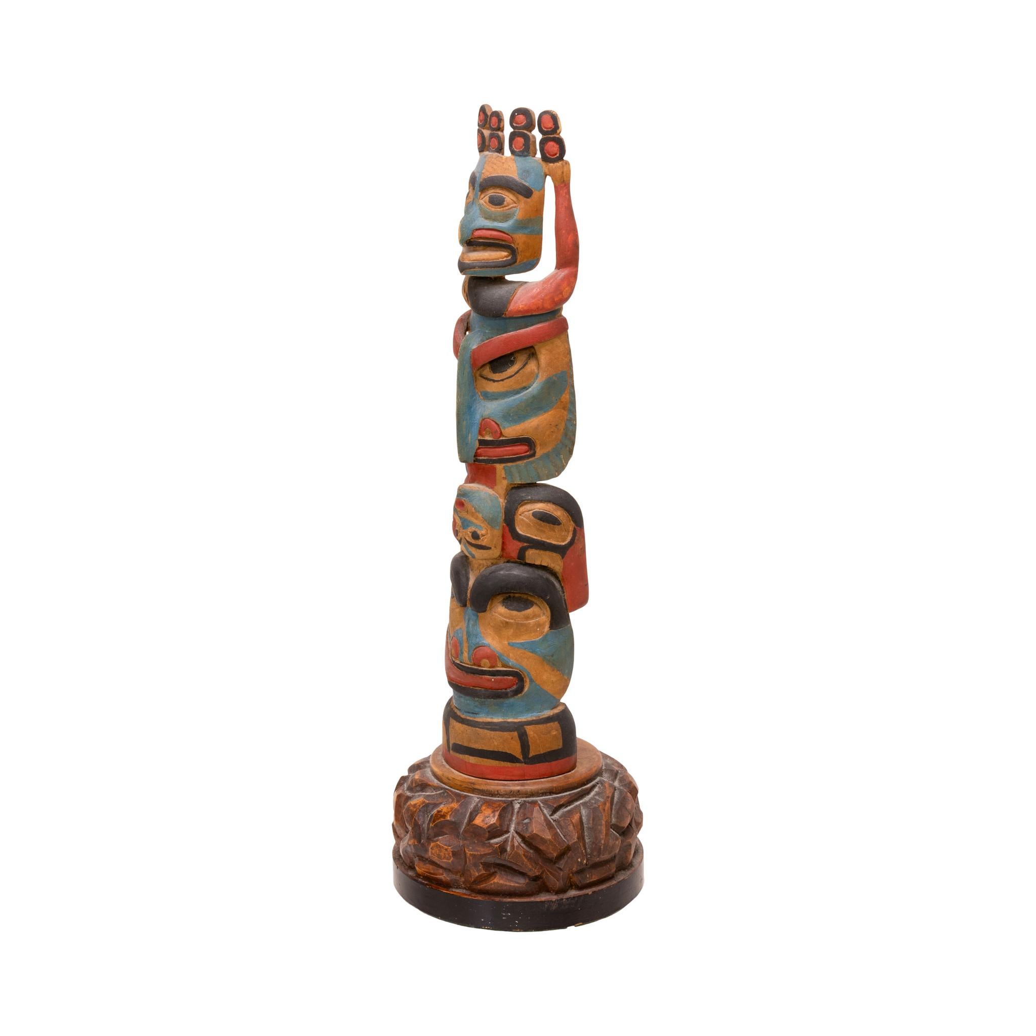 American Northwest Coast Bella Bella Carved Totem Pole For Sale