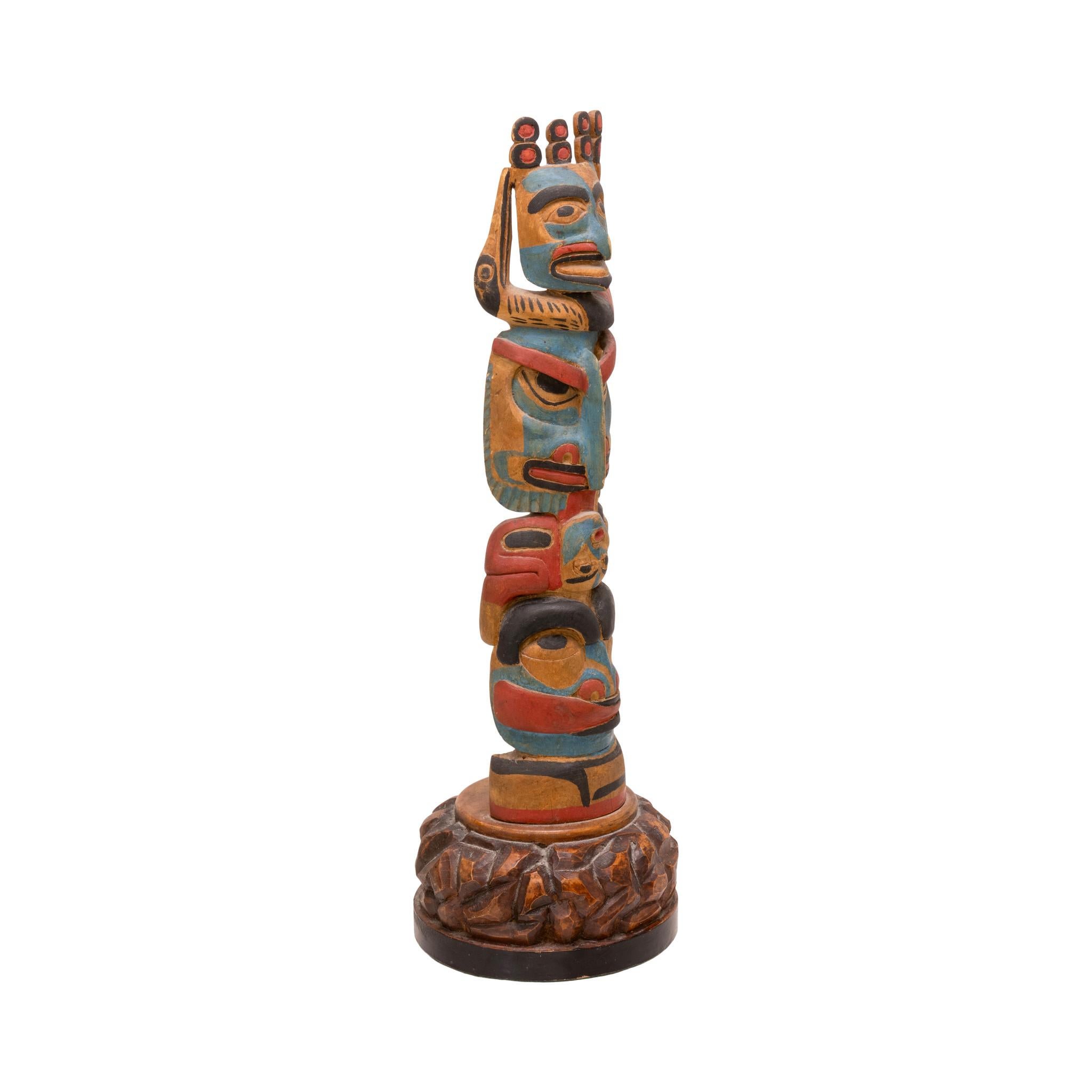 Hand-Carved Northwest Coast Bella Bella Carved Totem Pole For Sale