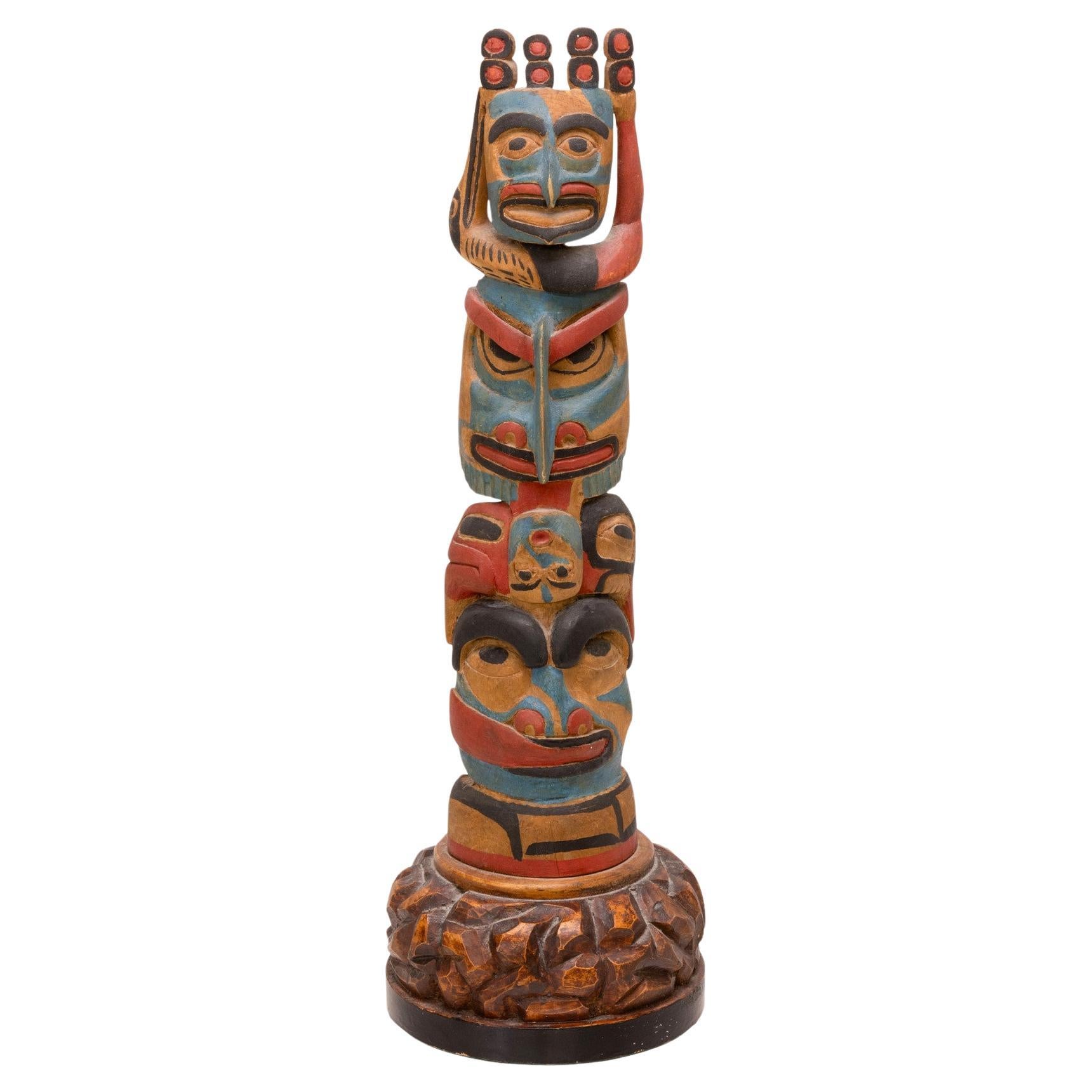 Northwest Coast Bella Bella Carved Totem Pole For Sale