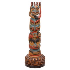 Antique Northwest Coast Bella Bella Carved Totem Pole