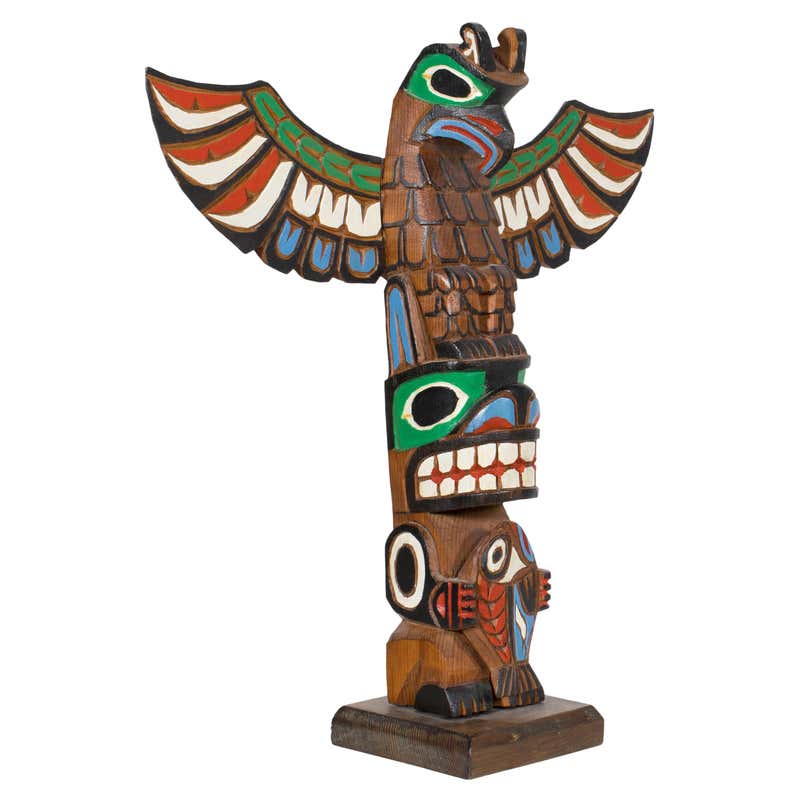 Haida-Style Totem Pole By Tsimshian Artist Moses Alexcee For Sale at ...