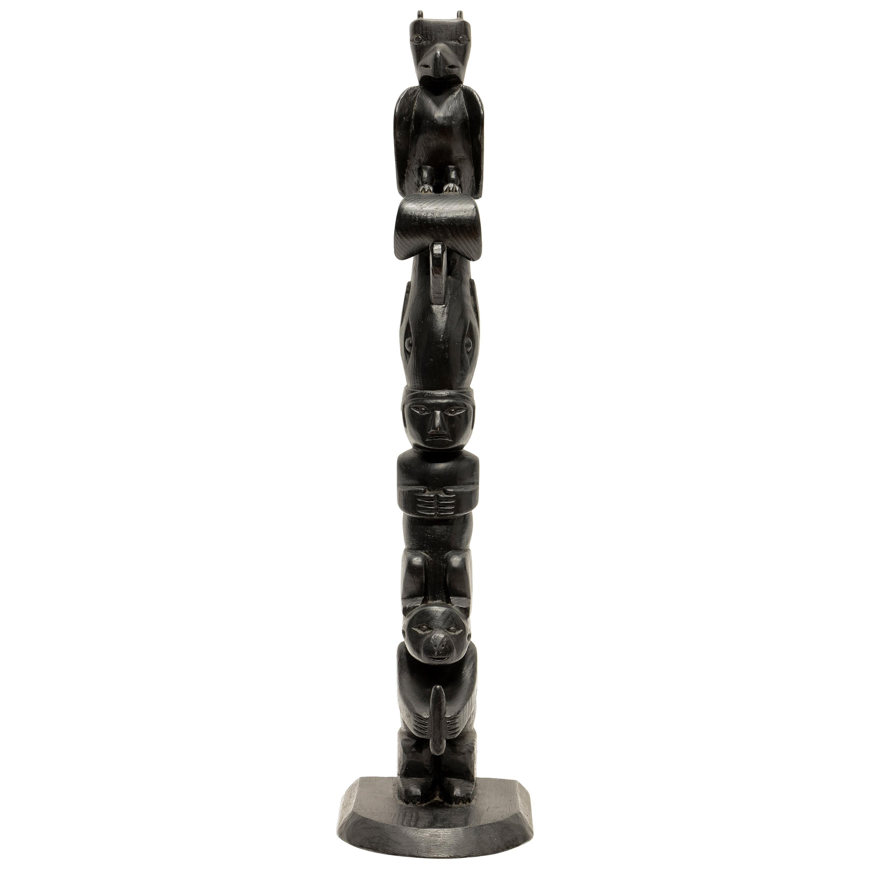 Northwest Four Figure Cedar Totem For Sale