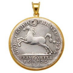 Northwest Germany 1699 1/3 Thaler Horse Coin 18K Pendant