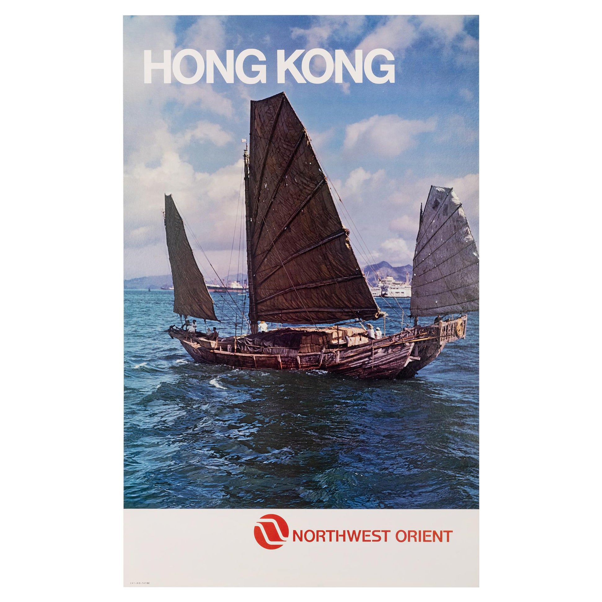 Northwest Orient Airlines / Hong Kong, anni '60. Poster turistico di una compagnia aerea d'epoca in vendita
