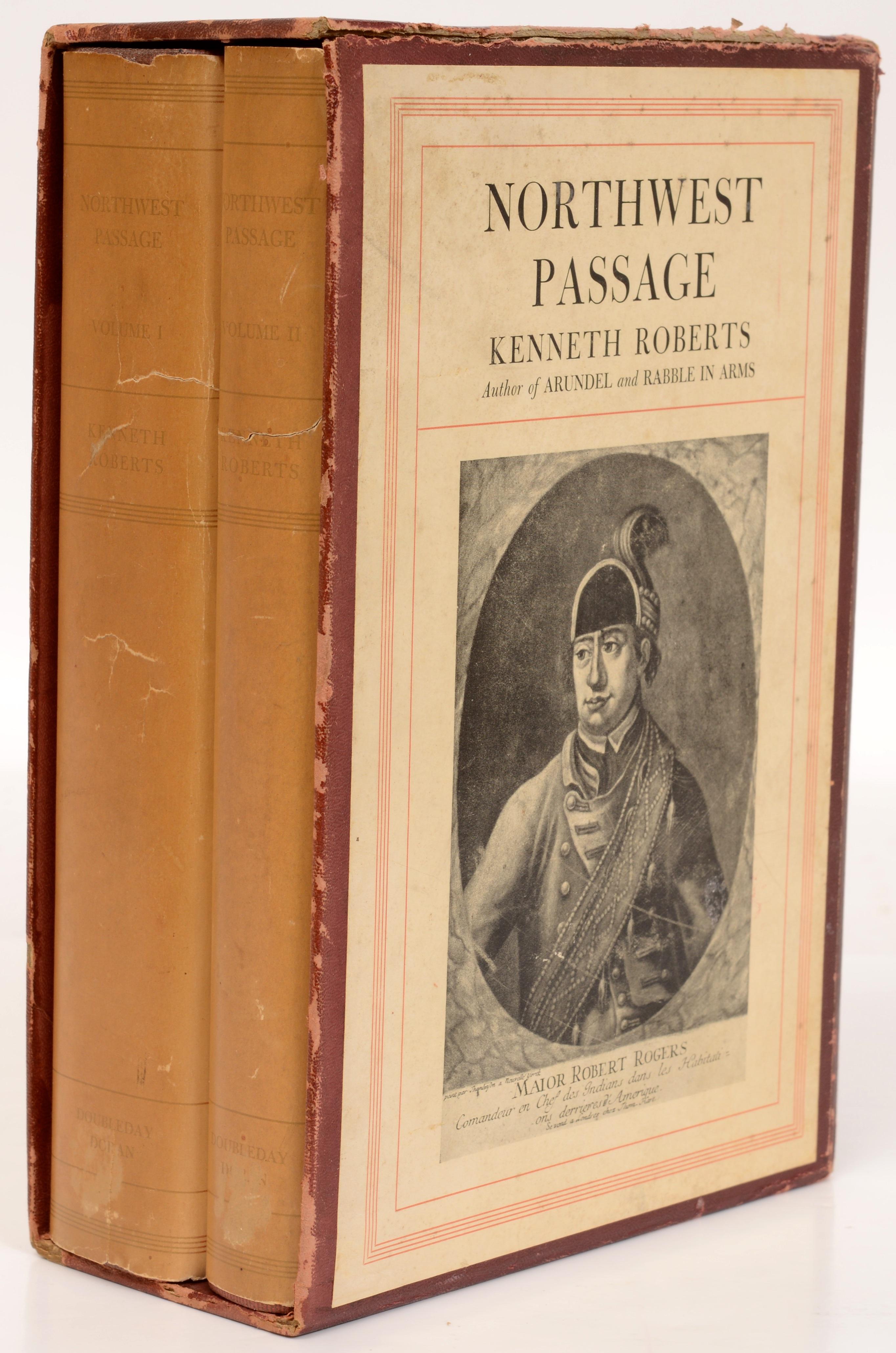 Northwest Passage, Limited 2 Volume Edition By Kenneth Roberts. Published by Doubleday, Doran & Company Inc., Garden City, N.Y., 1937. 1st Ed hardcovers with dust jacket and slipcase. From Nelson Doubleday's estate. This is copy #2/1050 signed by