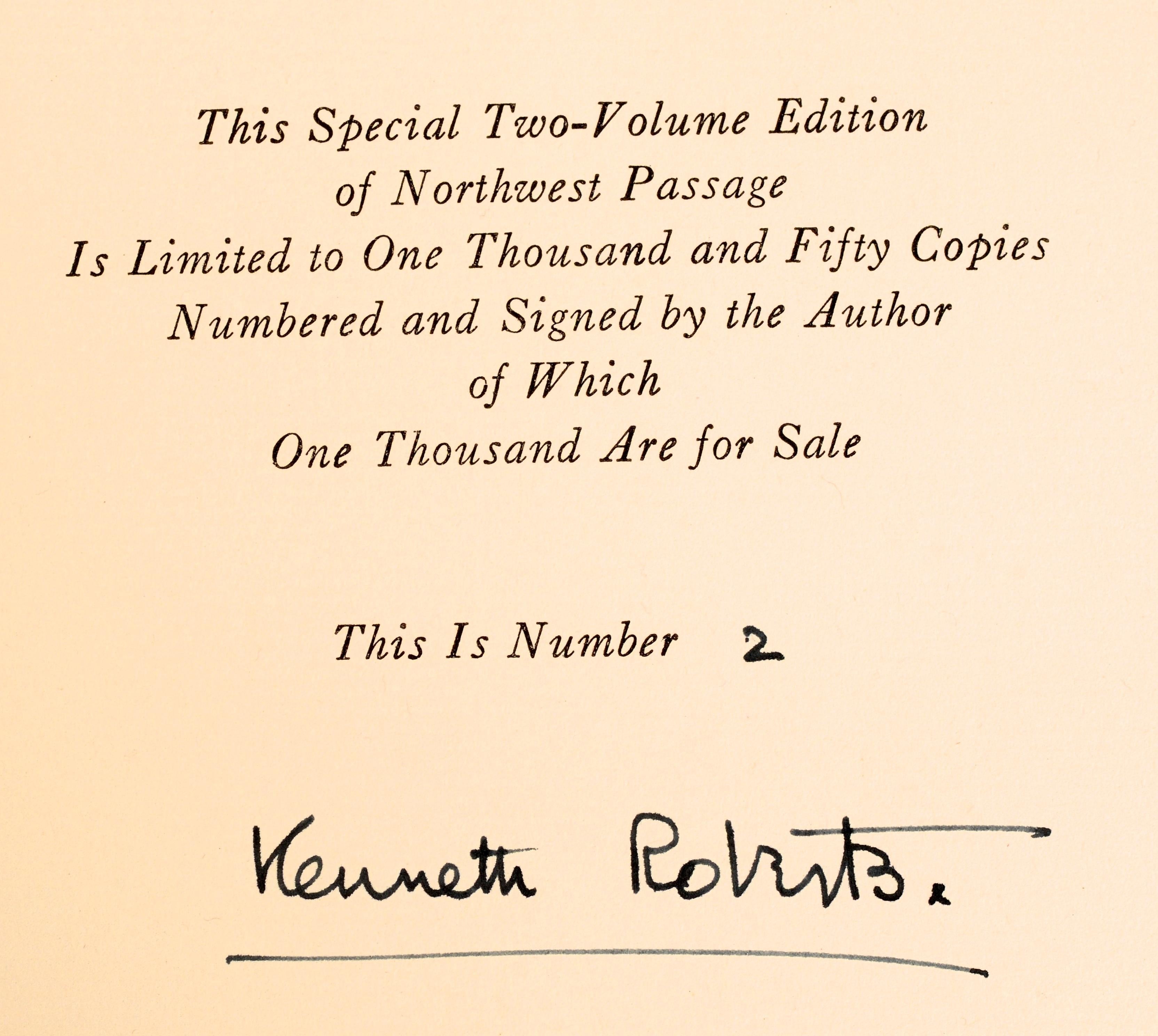 Northwest Passage 1st Limited 2 Vol Ed by Kenneth Roberts, Signed & Numbered  In Good Condition For Sale In valatie, NY