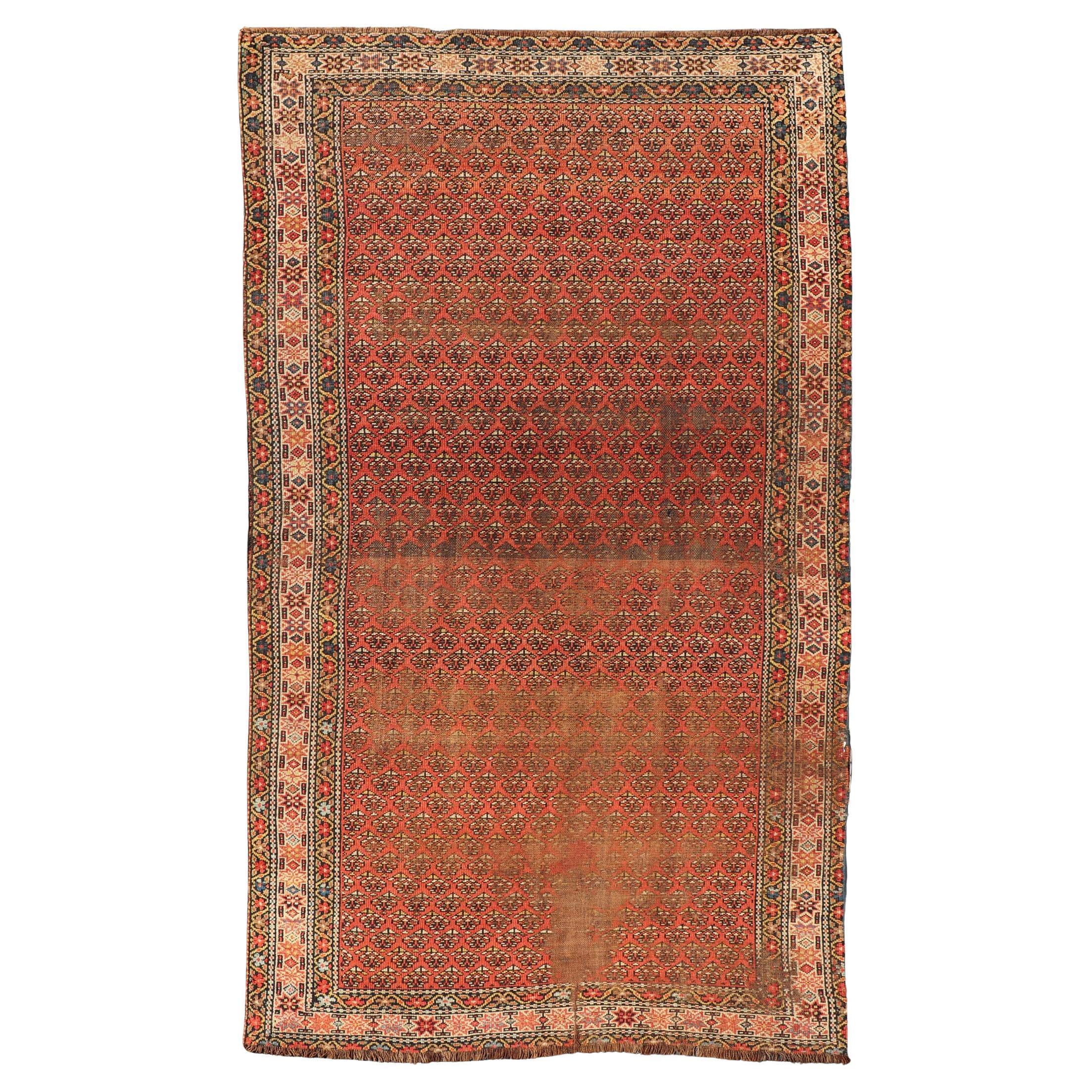 Northwest Persian Rug with Repeating Lattice Pattern in Coral and Navy 4
9 x 9
0 For Sale