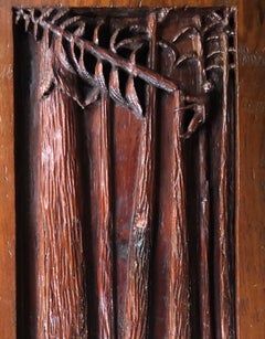 Northwest Redwood Relief Carved Panel of a Lumberjack