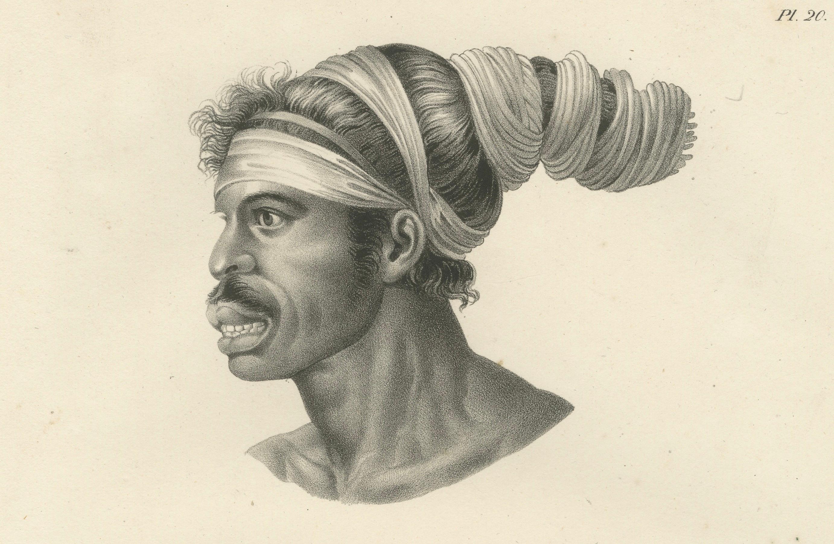 Lithographies de Noru Gal Derri et Aborigines australiennes, par Last, 1836, Nieuw- Holland en vente 1