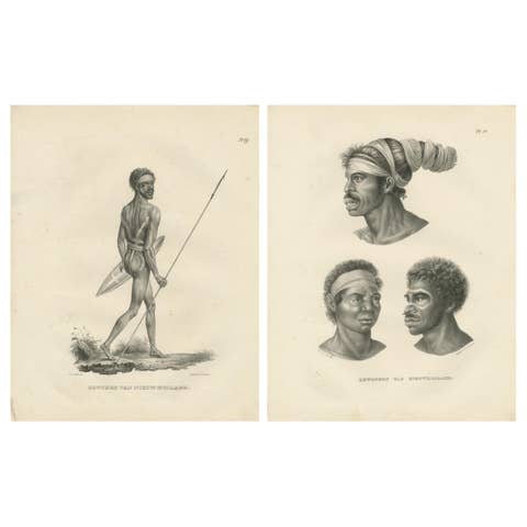 Noru Gal Derri & Australian Aborigines, Lithographs by Last, 1836, Nieuw-Holland