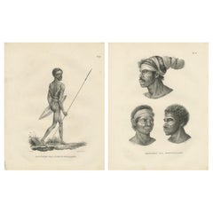Noru Gal Derri & Australian Aborigines, Lithographs by Last, 1836, Nieuw-Holland