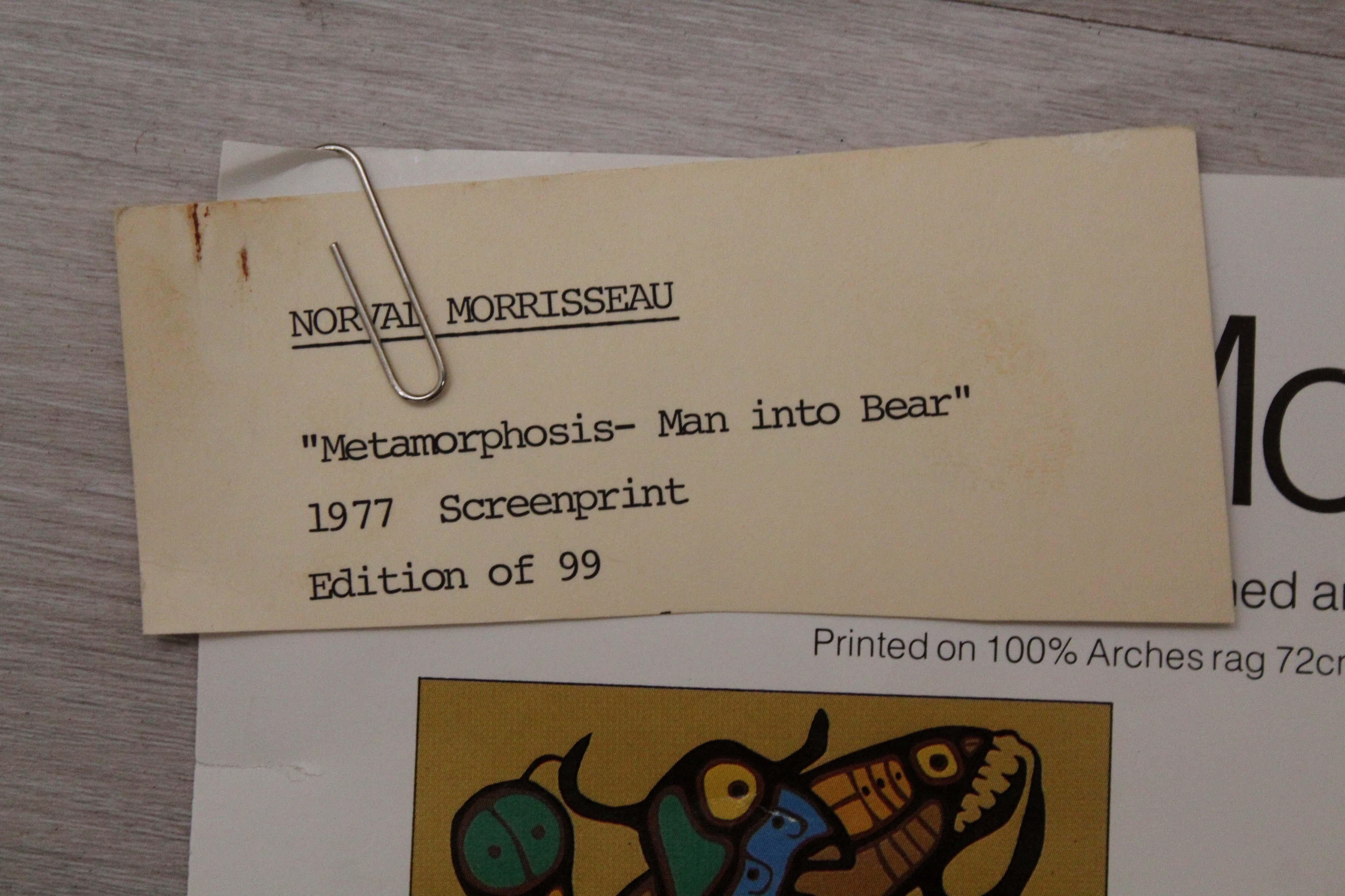 Norval Morrisseau Metamorphosis Man Into Bear 1977 Screenprint 33/99 Framed 10