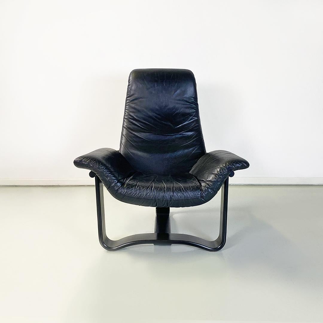 Skandinavische moderne Sessel aus Holz und Leder von Ingmar Relling für Westnofa, 1970er Jahre im Zustand „Gut“ im Angebot in MIlano, IT