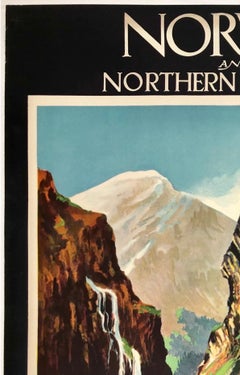 NORWAY AND NORTHERN CAPITALS Original Vintage Ocean Cruise Ship Travel Poster