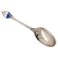 Used Norway Baby Spoon with enamel accent Sterling