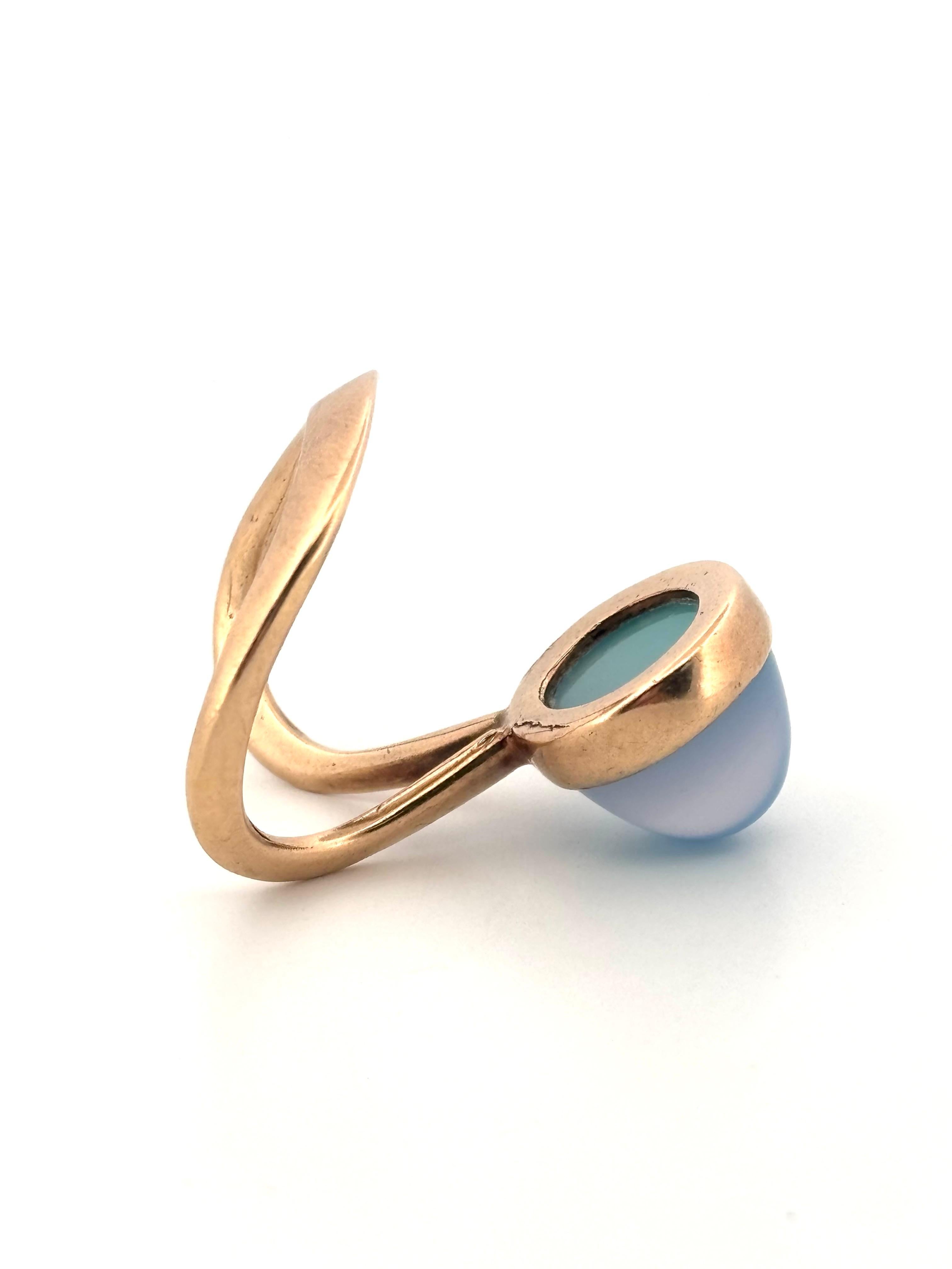 Béryl bleu de Norvège Bague unique en or jaune 14K Unisexe en vente