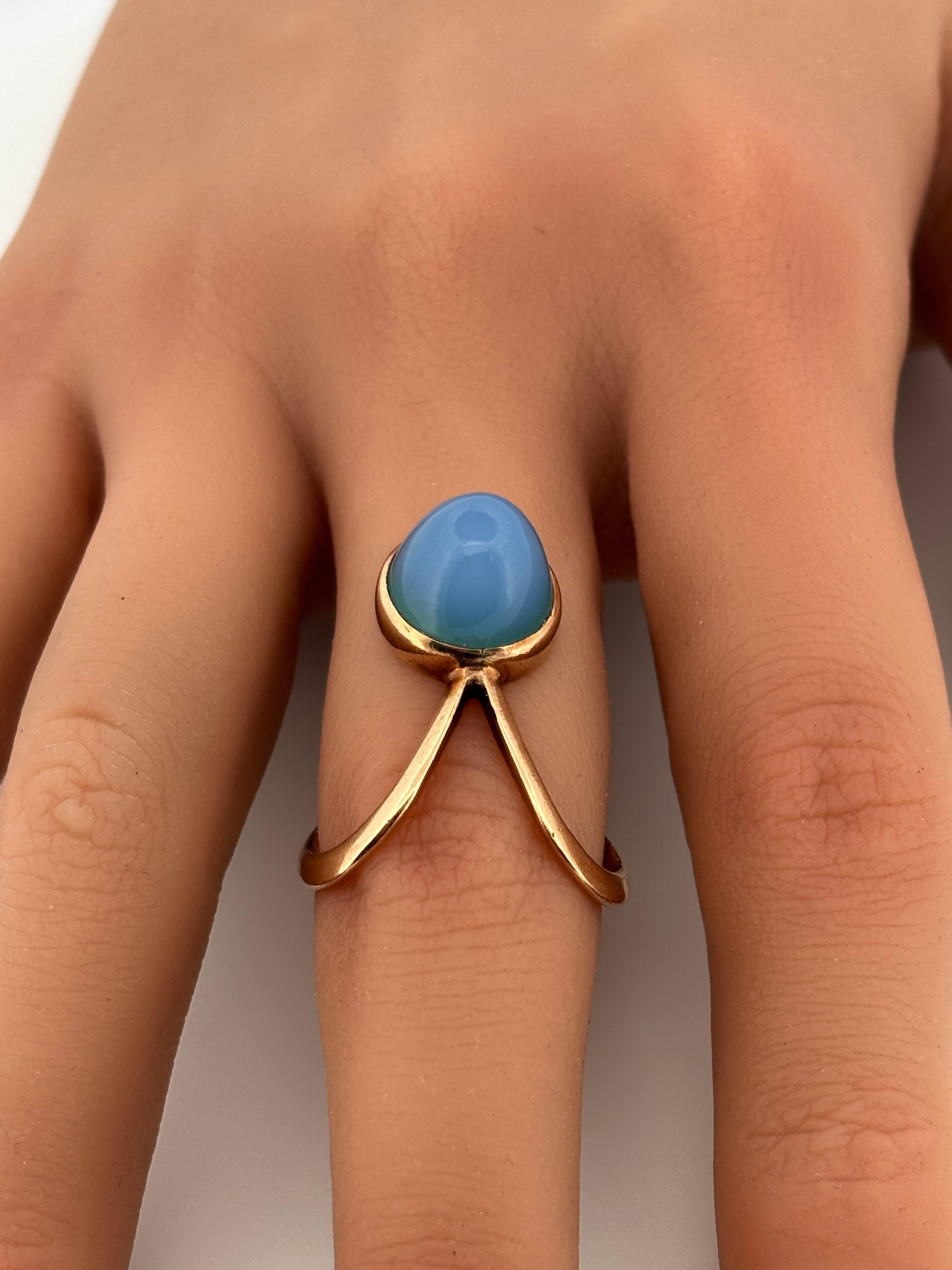 Béryl bleu de Norvège Bague unique en or jaune 14K en vente 3