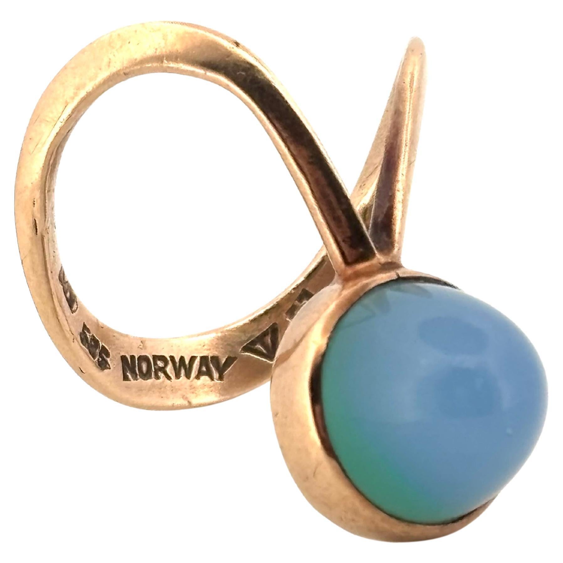 Béryl bleu de Norvège Bague unique en or jaune 14K en vente