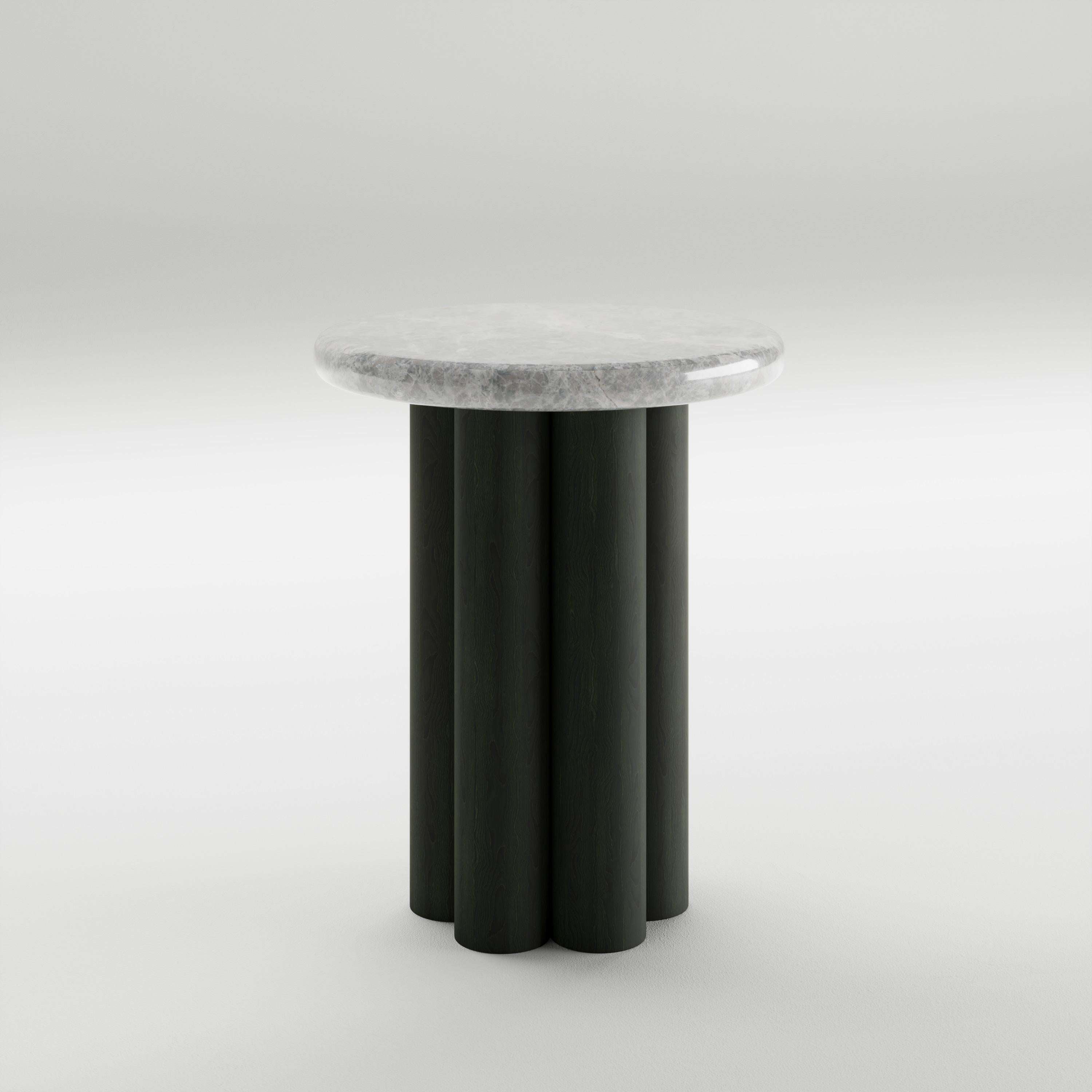 Contemporary Norway End Table With Wooden Accent For Sale