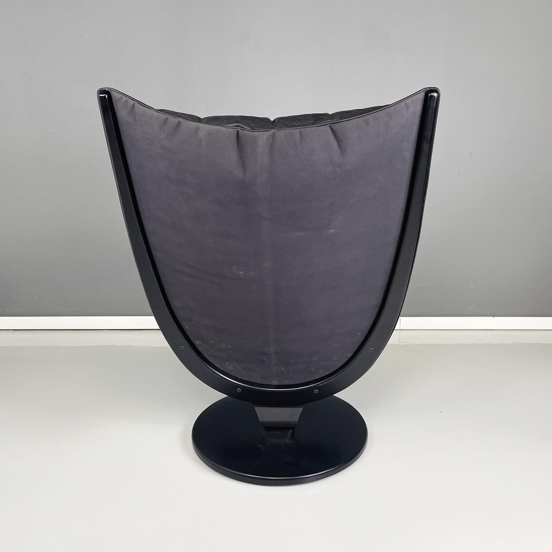 Poltrona moderna Norway in pelle nera e legno di Westnofa, anni '80 In condizioni buone in vendita a MIlano, IT