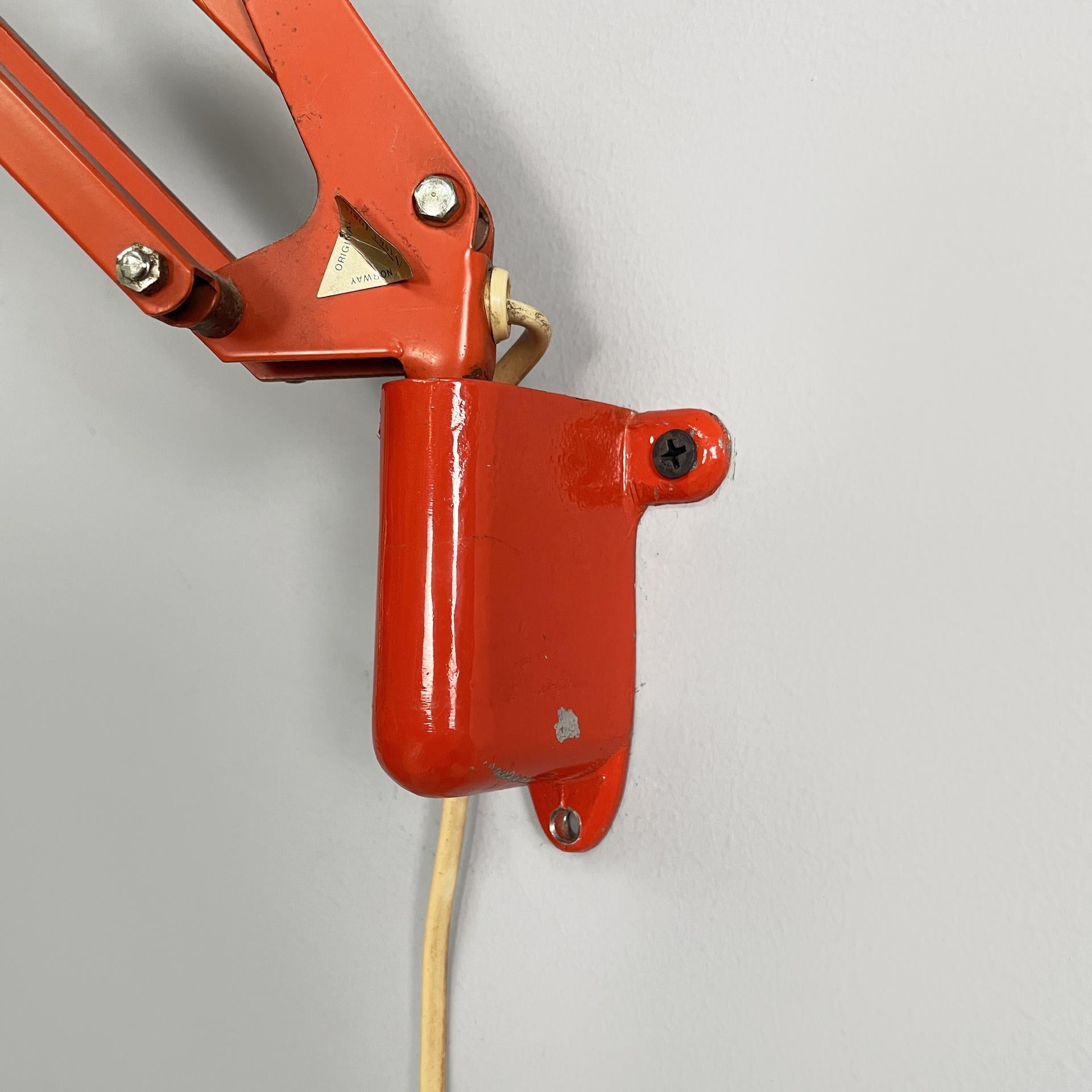 Norway orange adjustable wall lamp Naska Loris by Jac Jacobsen for Luxo, 1950s For Sale 8