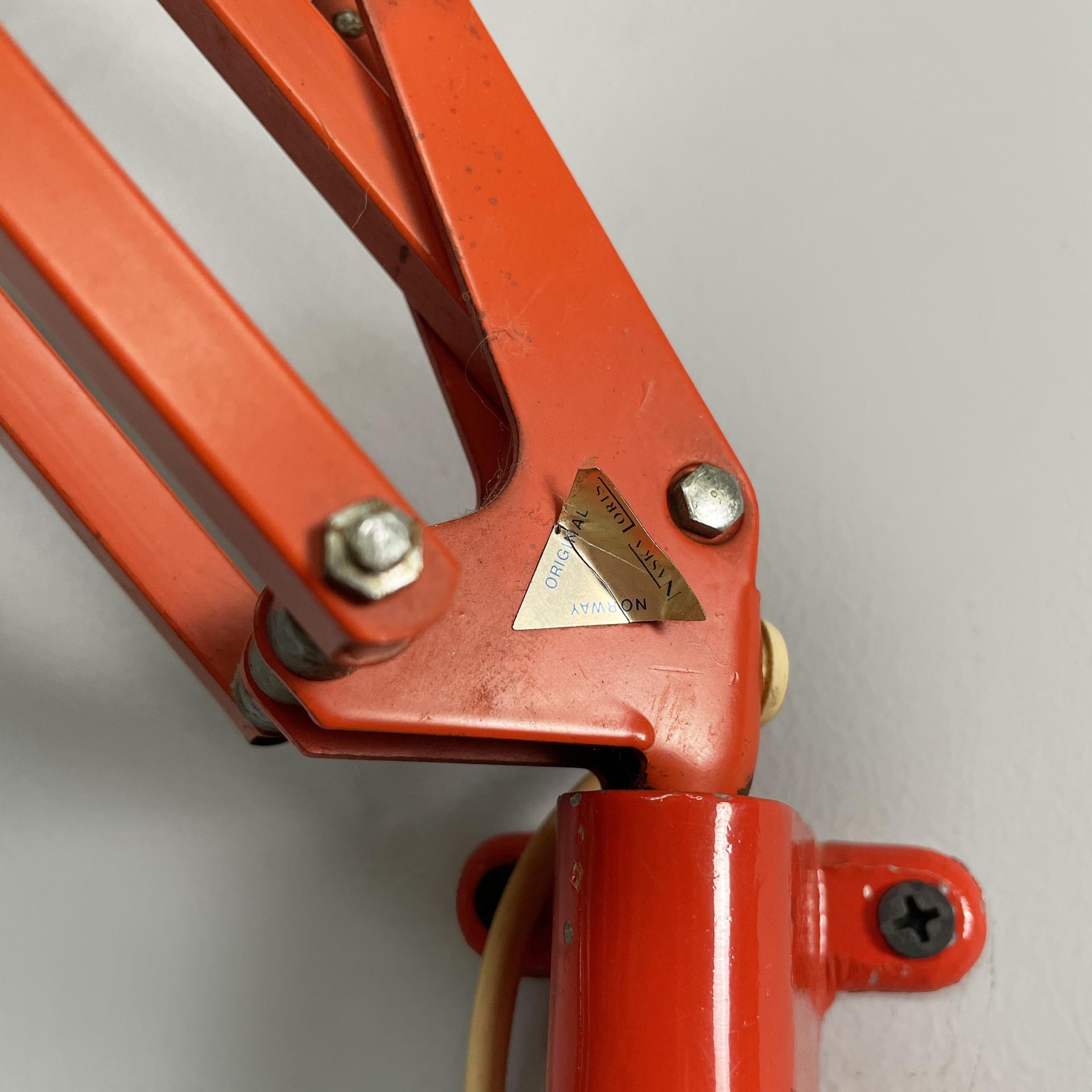Norway orange adjustable wall lamp Naska Loris by Jac Jacobsen for Luxo, 1950s For Sale 9
