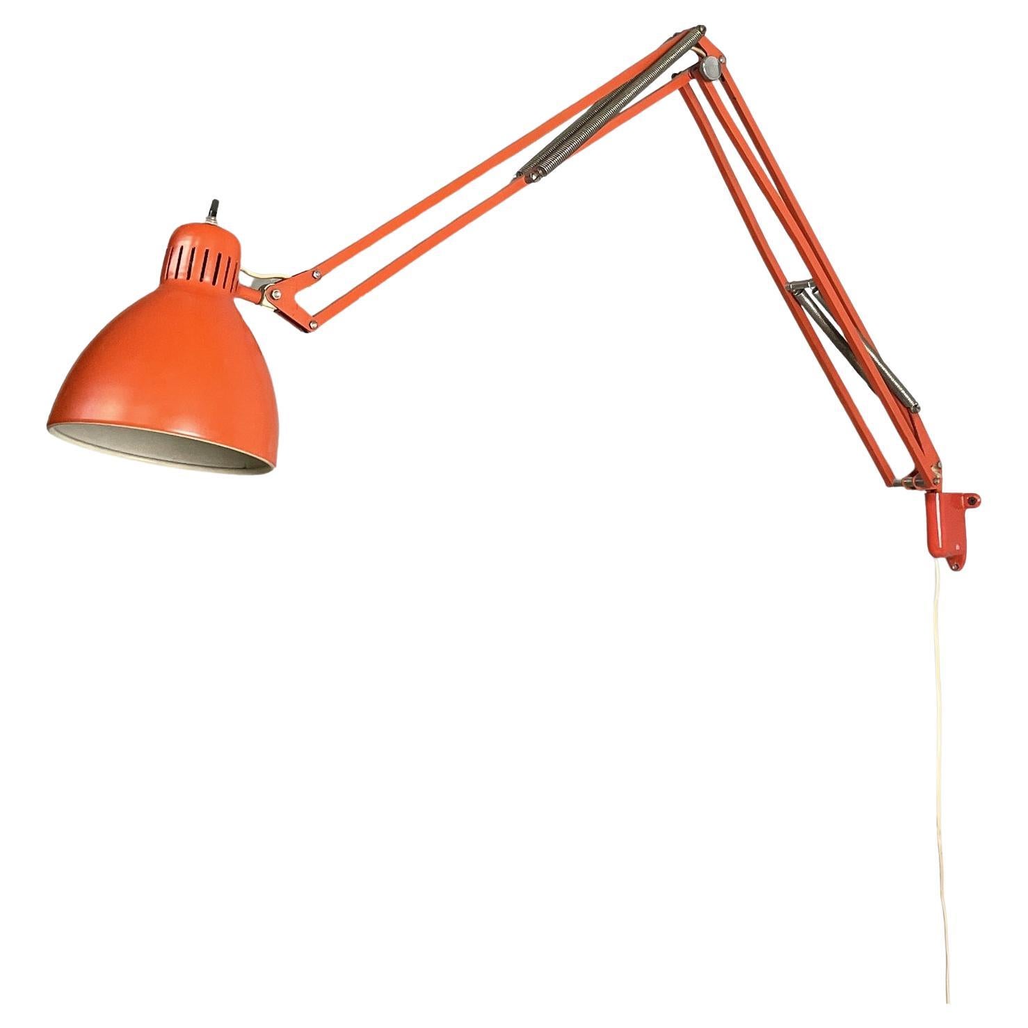 Norway orange adjustable wall lamp Naska Loris by Jac Jacobsen for Luxo, 1950s For Sale