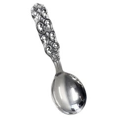 Norway Silver Preserve Condiment Caddy spoon, T.Marthinseen Norway mid century.
