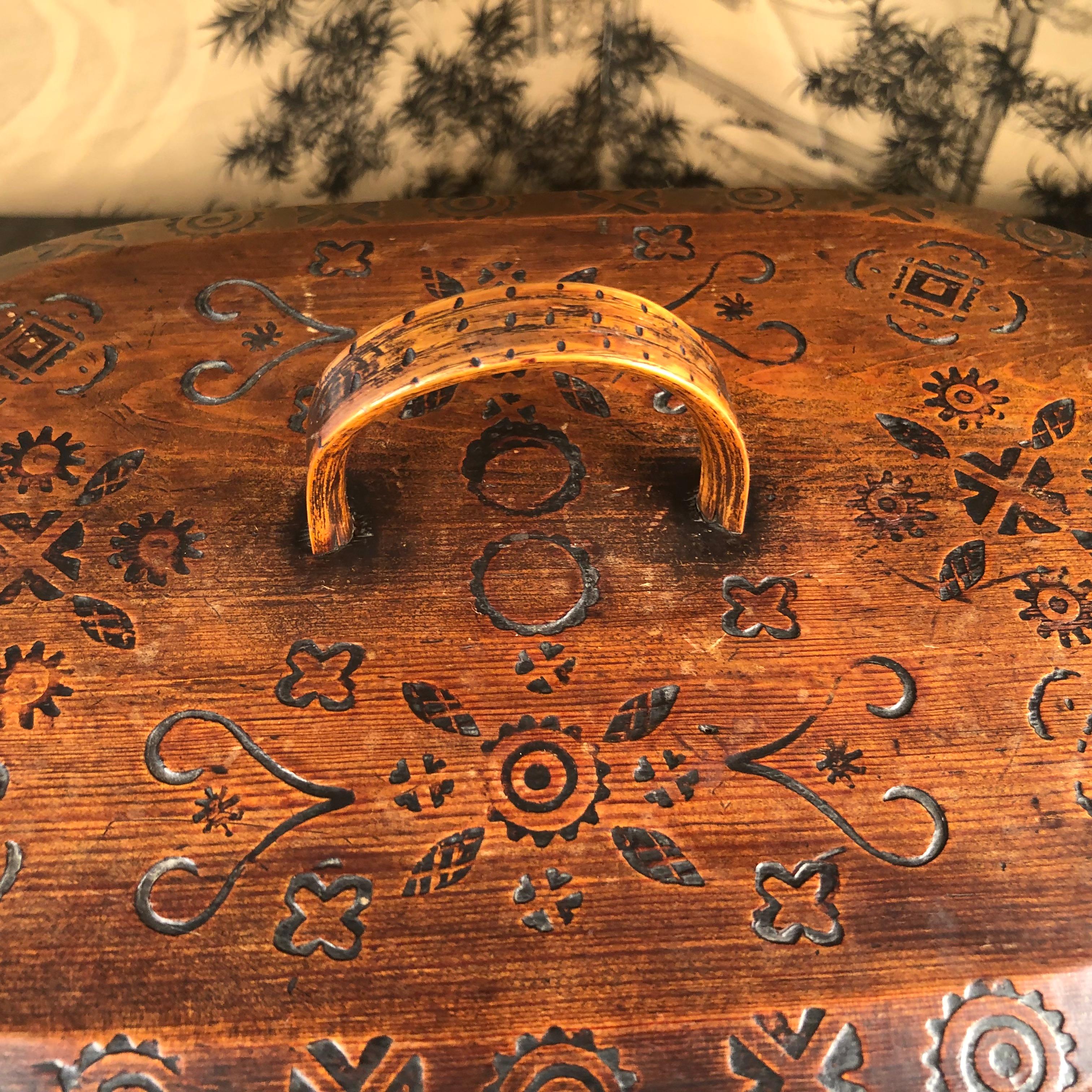 19th Century Norway Large Tine Bentwood Box, 1890 For Sale