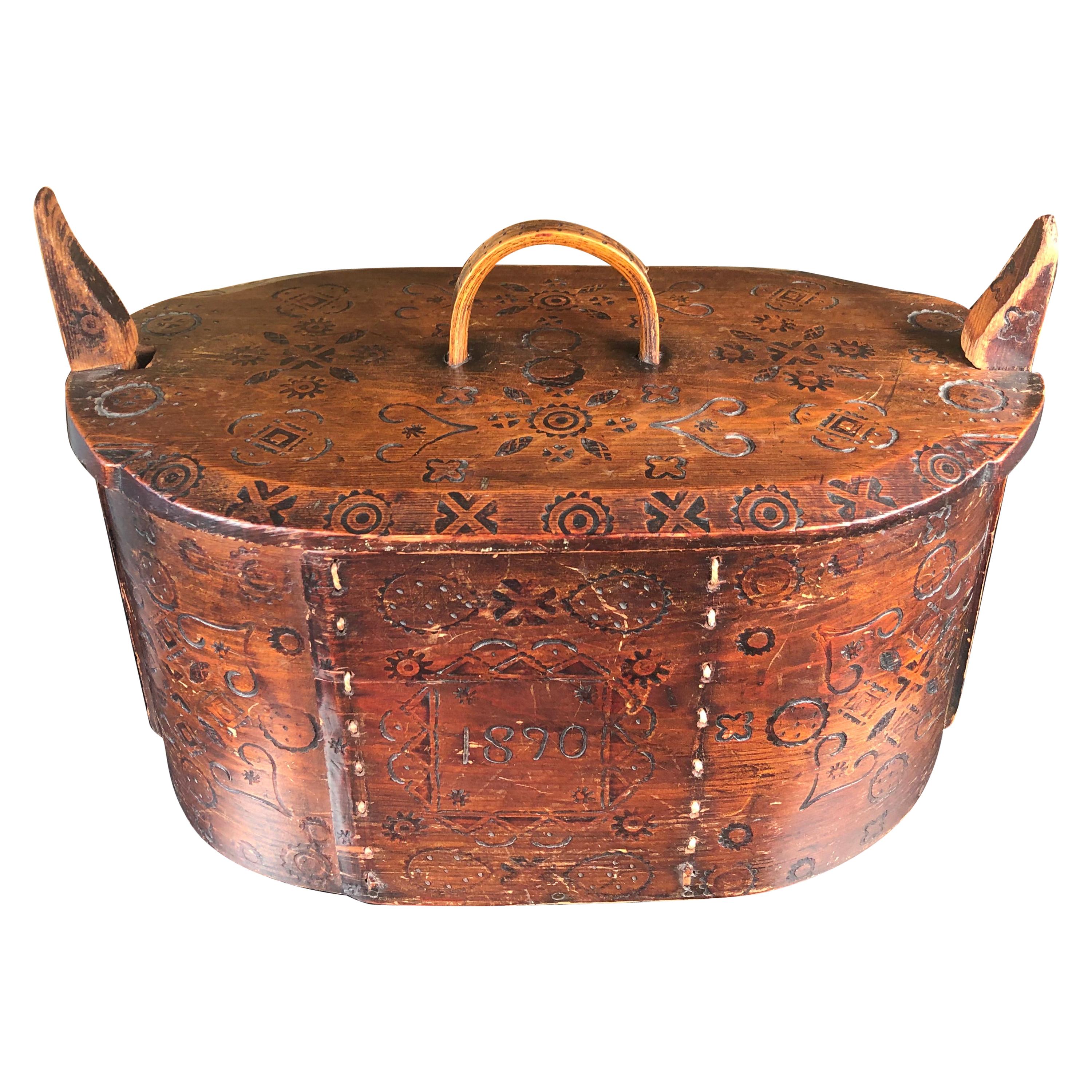 Norway Large Tine Bentwood Box, 1890 For Sale