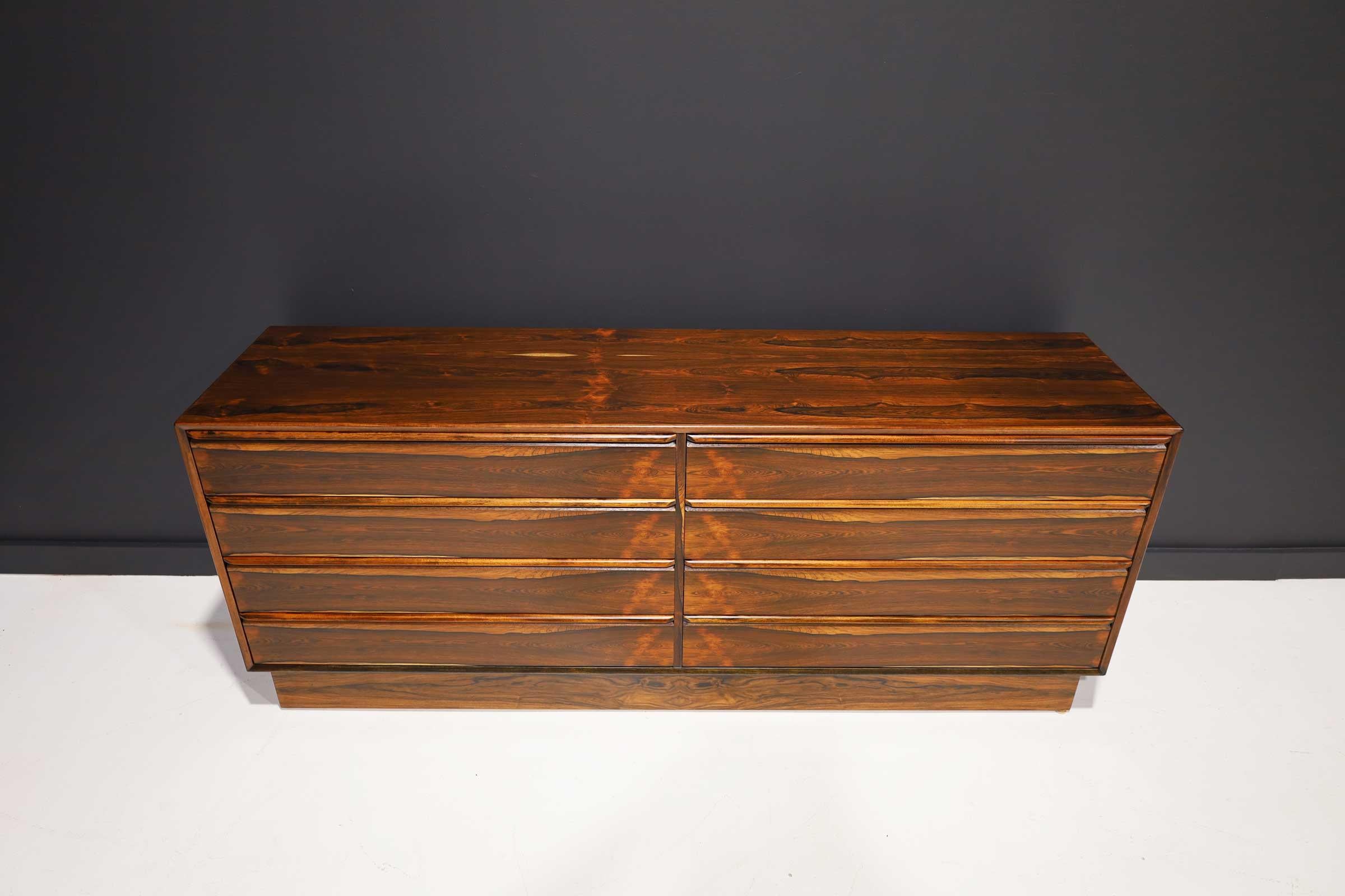 20th Century Norwegian 1960s Rosewood Eight-Drawer Chest by Westnofa of Norway
