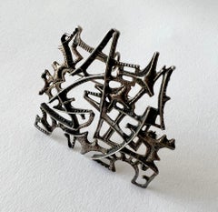 Elsie Paul Hughes Broche pendentif norvégienne moderniste abstraite en argent sterling