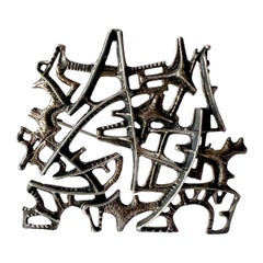 Norwegian Abstract Modernist Sterling Silver Elsie Paul Hughes Pendant Brooch