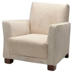 Norwegian Armchair in White Ponyskin, Norway 1930s