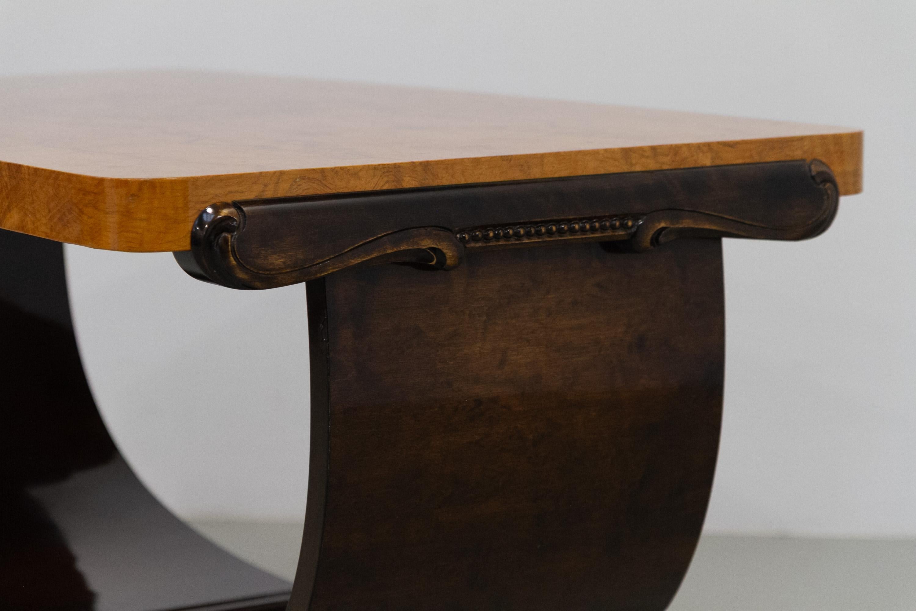 Norwegian Art Deco Burl Console or Coffee Table by Aase Dreieri, 1930s. For Sale 5
