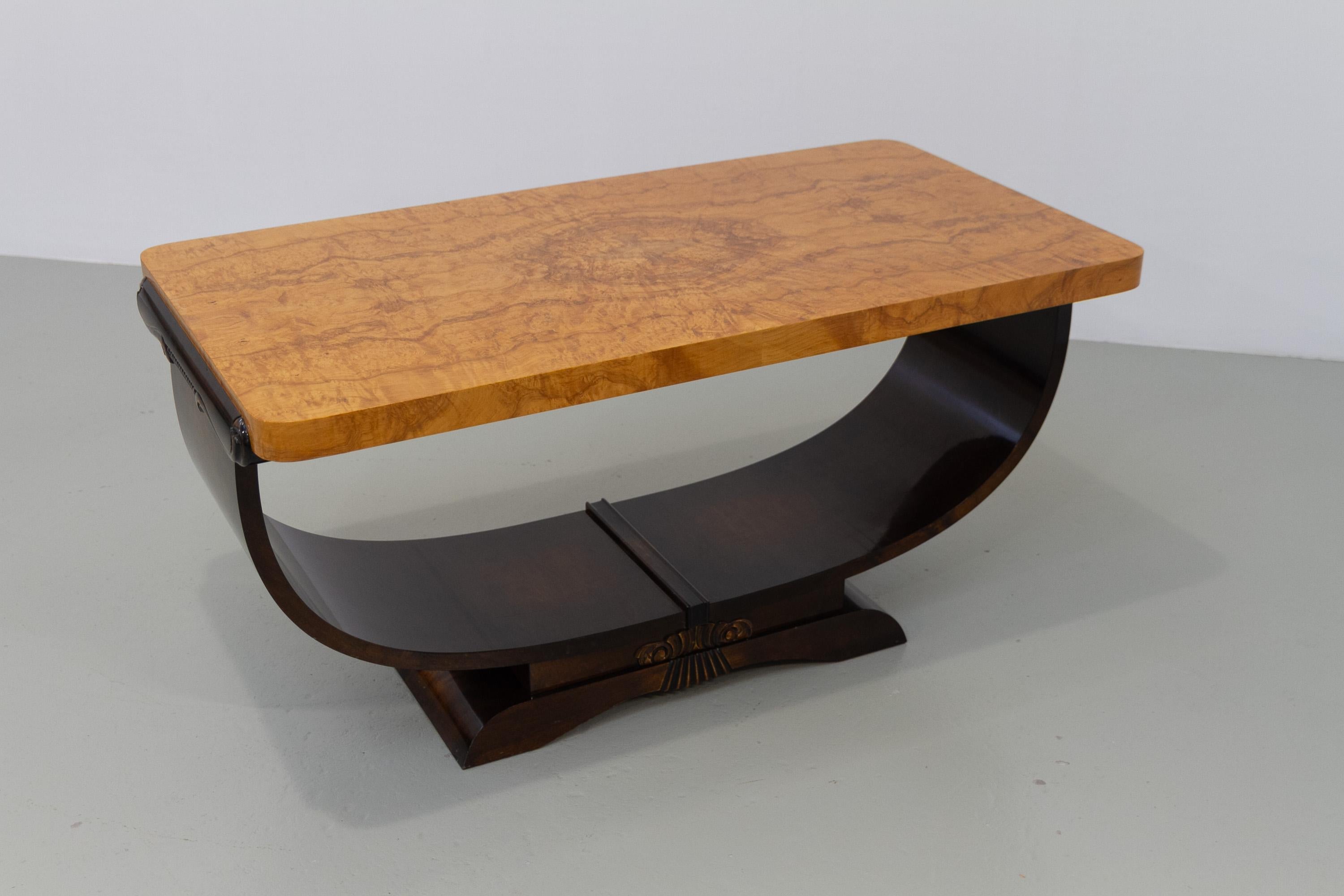Norwegian Art Deco Burl Console or Coffee Table by Aase Dreieri, 1930s. For Sale 7