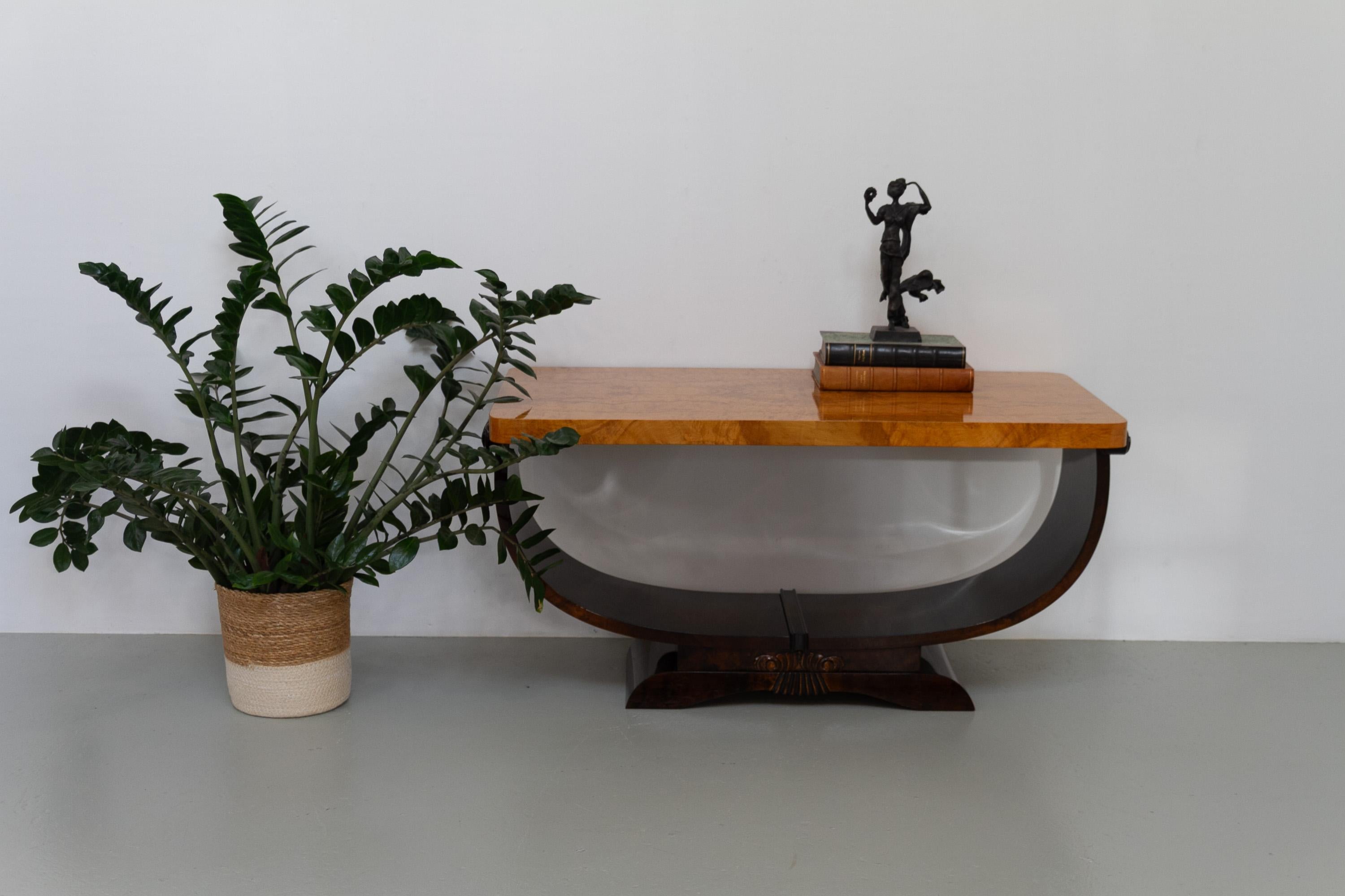 Norwegian Art Deco Burl Console or Coffee Table by Aase Dreieri, 1930s. For Sale 12