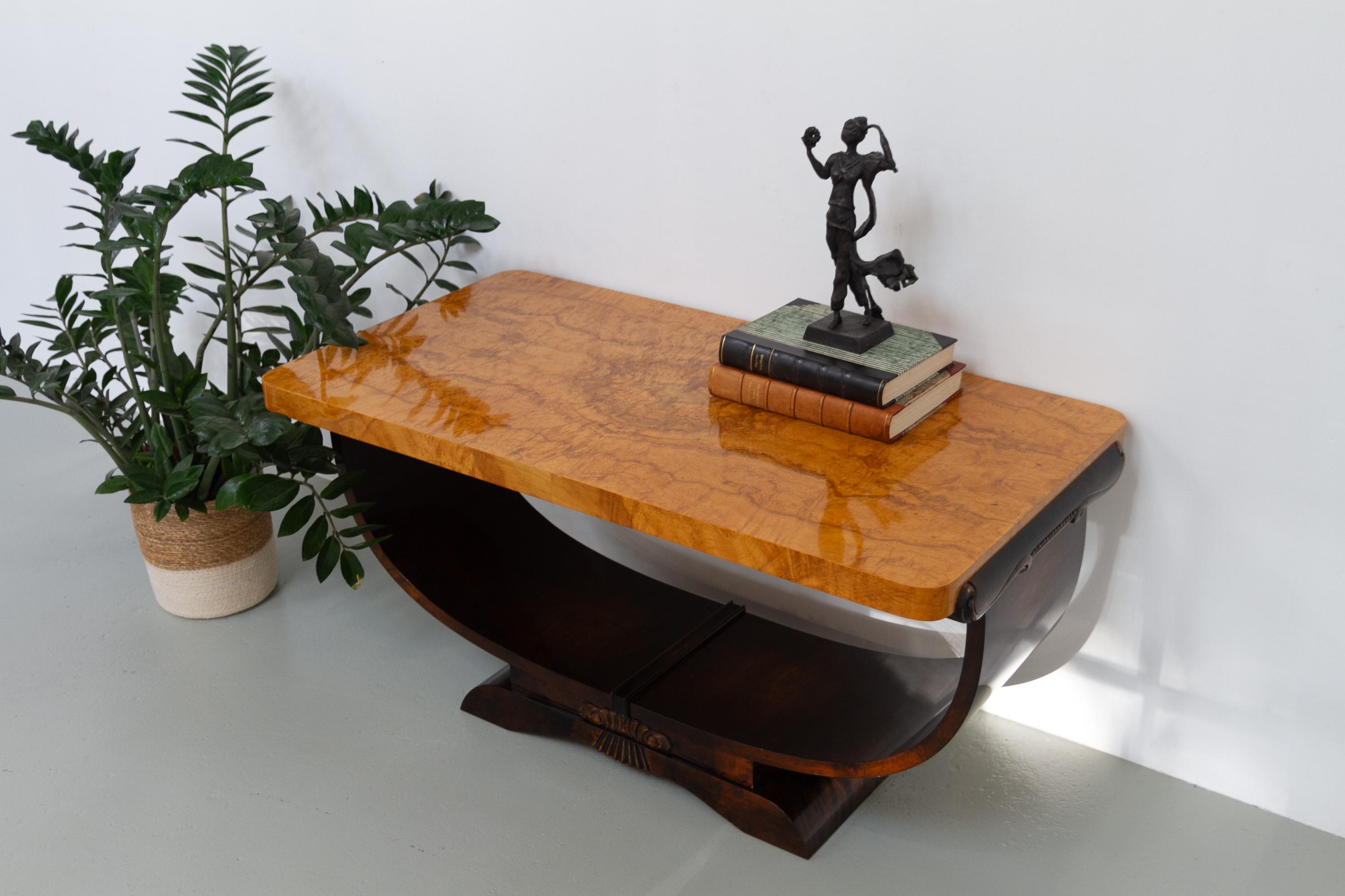 Norwegian Art Deco Burl Console or Coffee Table by Aase Dreieri, 1930s. For Sale 13