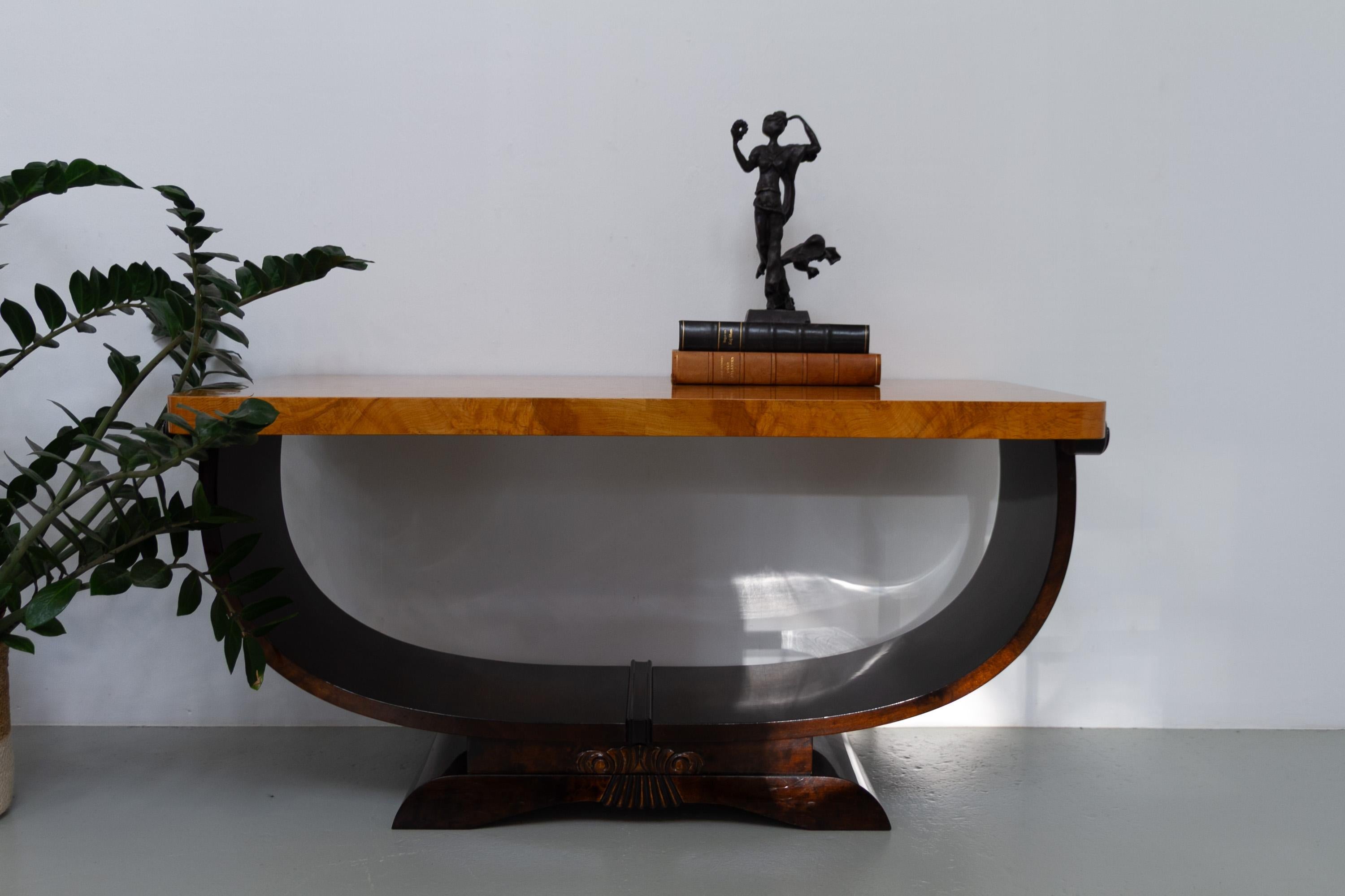 Norwegian Art Deco Burl Console or Coffee Table by Aase Dreieri, 1930s. For Sale 14
