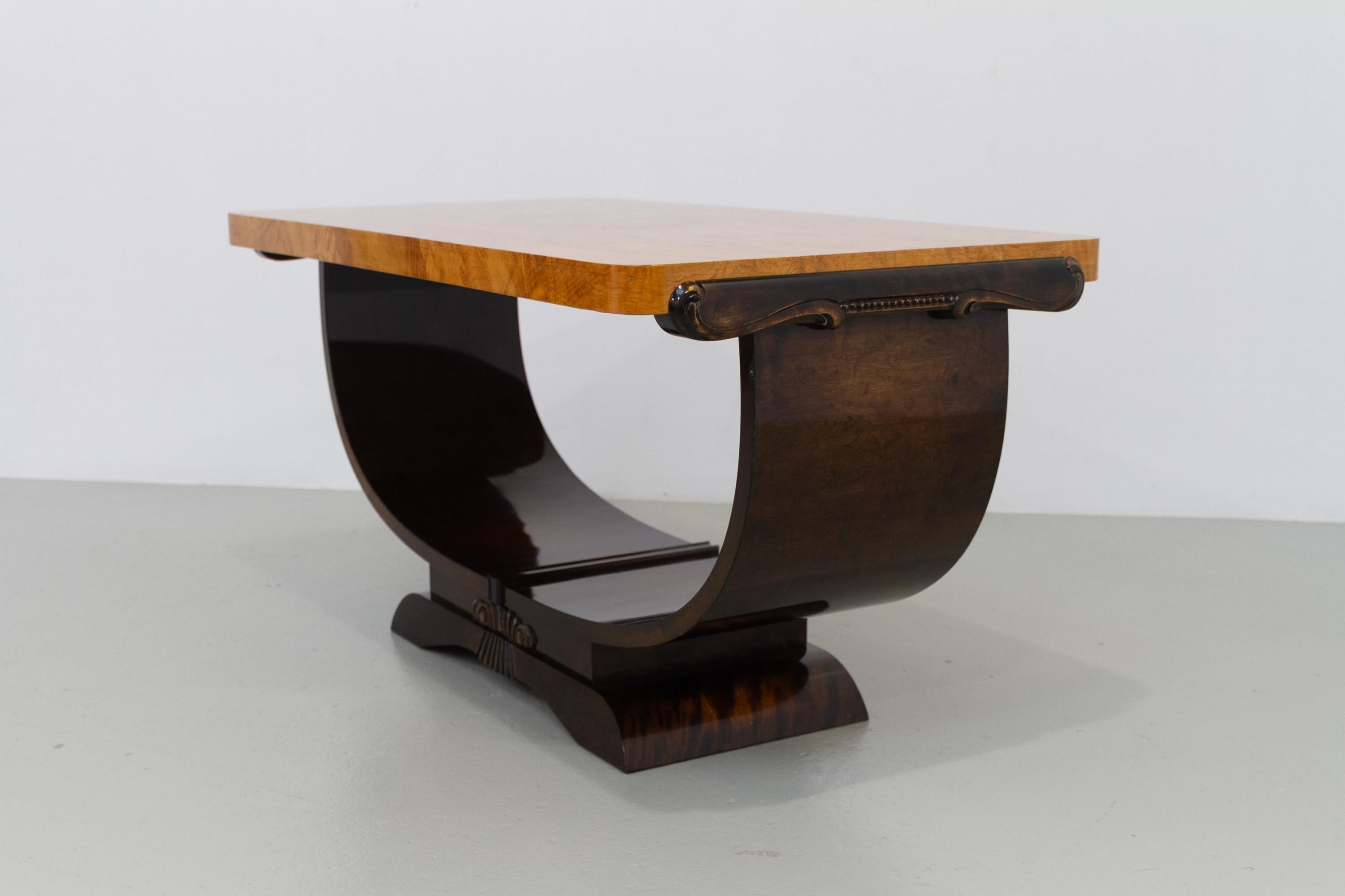 Norwegian Art Deco Burl Console or Coffee Table by Aase Dreieri, 1930s. For Sale 4