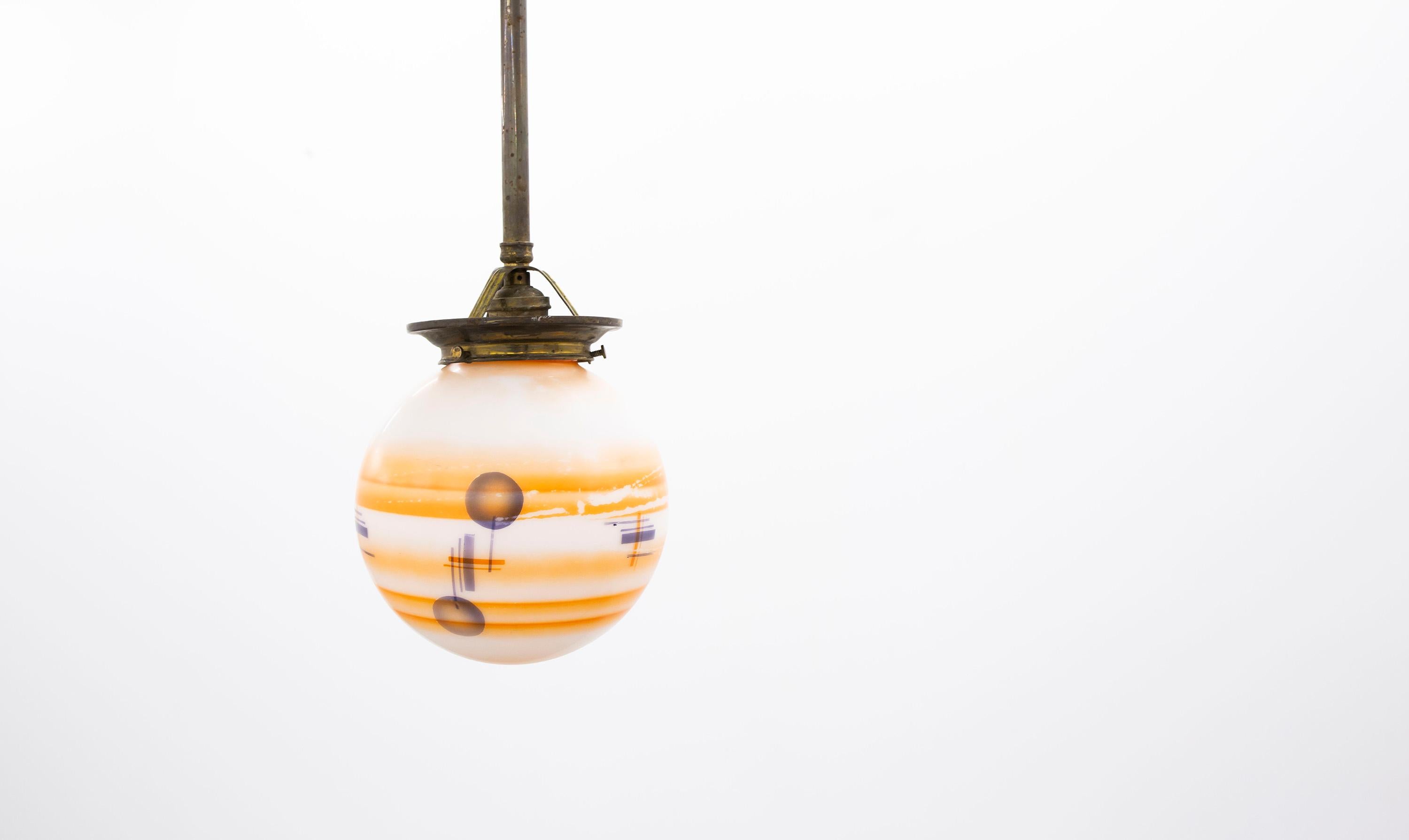 Blown Glass Norwegian Art Deco Ceiling Light, 1930s