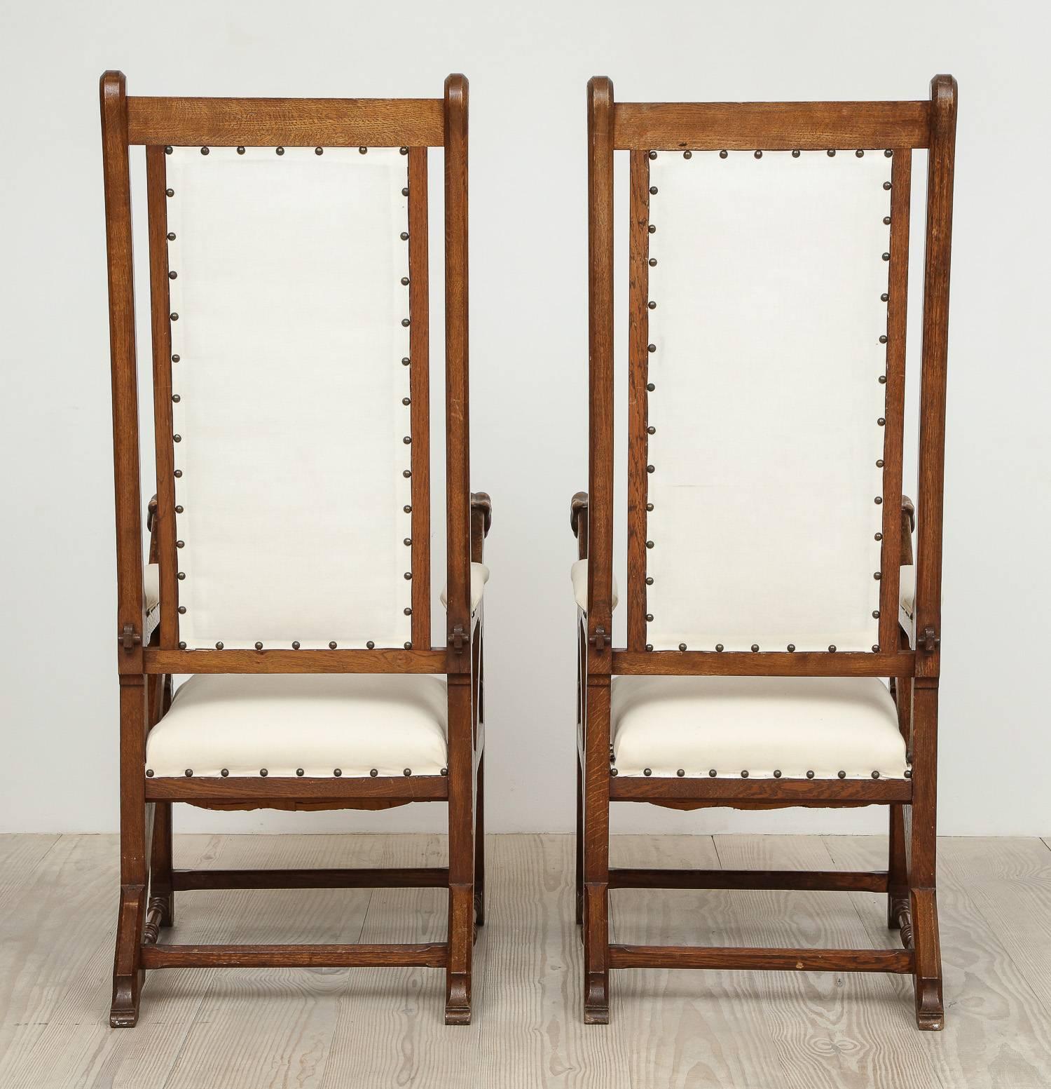 Norwegian Arts & Crafts Armchairs with Dog Heads, a Pair 'Two', circa 1890 2