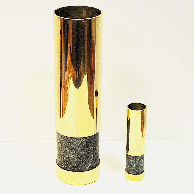 Fin du 20e siècle Grand vase norvégien en laiton et pierre de Saulo, années 1970, Norvège