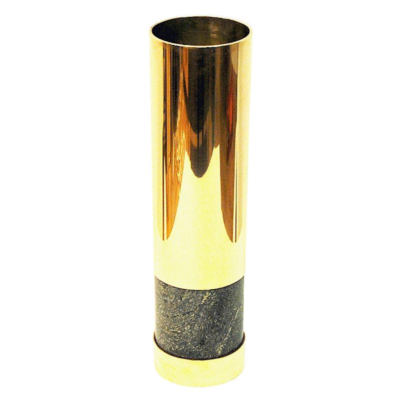 Grand vase norvégien en laiton et pierre de Saulo, années 1970, Norvège