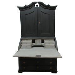 Antique Norwegian Black Secretary Hutch